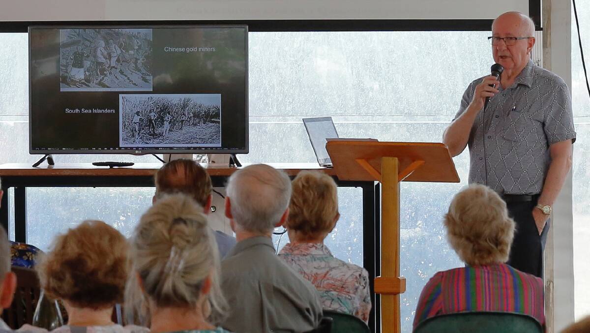 INTERESTING TOPIC: Historian delivers speech about history of Peel Island's Horseshoe Bay at the Grand View Hotel. Photo: Supplied