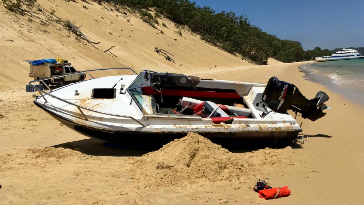 Shored boat at Tangalooma. Photo: Queensland Police Service