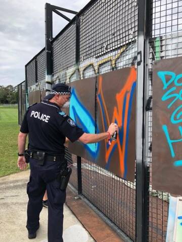 Spray painting was one of the activities set up. Photo: Queensland Police Service 