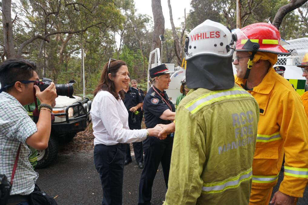 ISLAND WELCOME: Premier Annastacia Palaszczuk‏ visited Straddie on Wednesday to thank volunteers and emergency services staff. Photo: Supplied