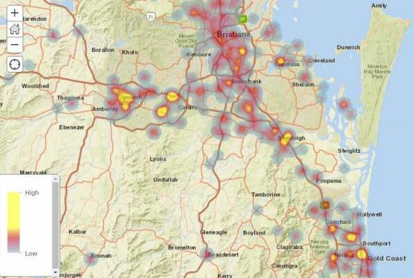 Capalaba and parts of the Southern Bay Moreton Islands were captured on a Crime Stoppers heat map. Photo: Crime Stoppers