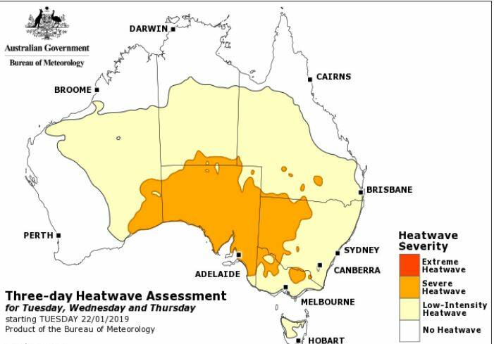 A series of prolonged heatwaves has affected parts of Australia for the past month. Photo: Bureau of Meteorology