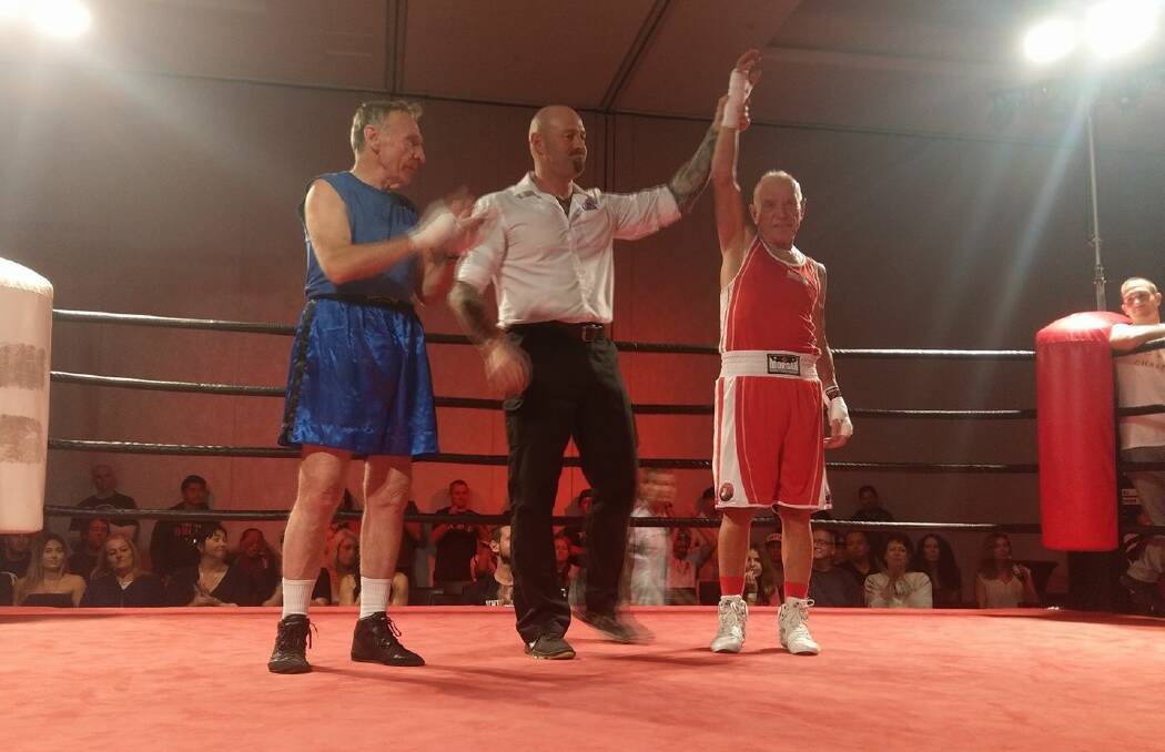 WINNER: Thornlands man Denis Cherry, 72, won the Australian Masters Title earlier this month after his bout against Melbourne man Rick Hammond. Photo: Supplied