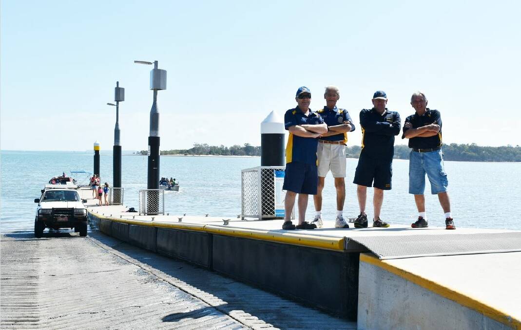 INFRASTRUCTURE NEEDED: Victoria Point VMR has lodged a seabed lease application to get a pontoon. Pictured are VMR's Glenn Ferugson, Chris Barnes, Commodore Doug Mackenzie and Del Mirams. Photo: Hannah Baker