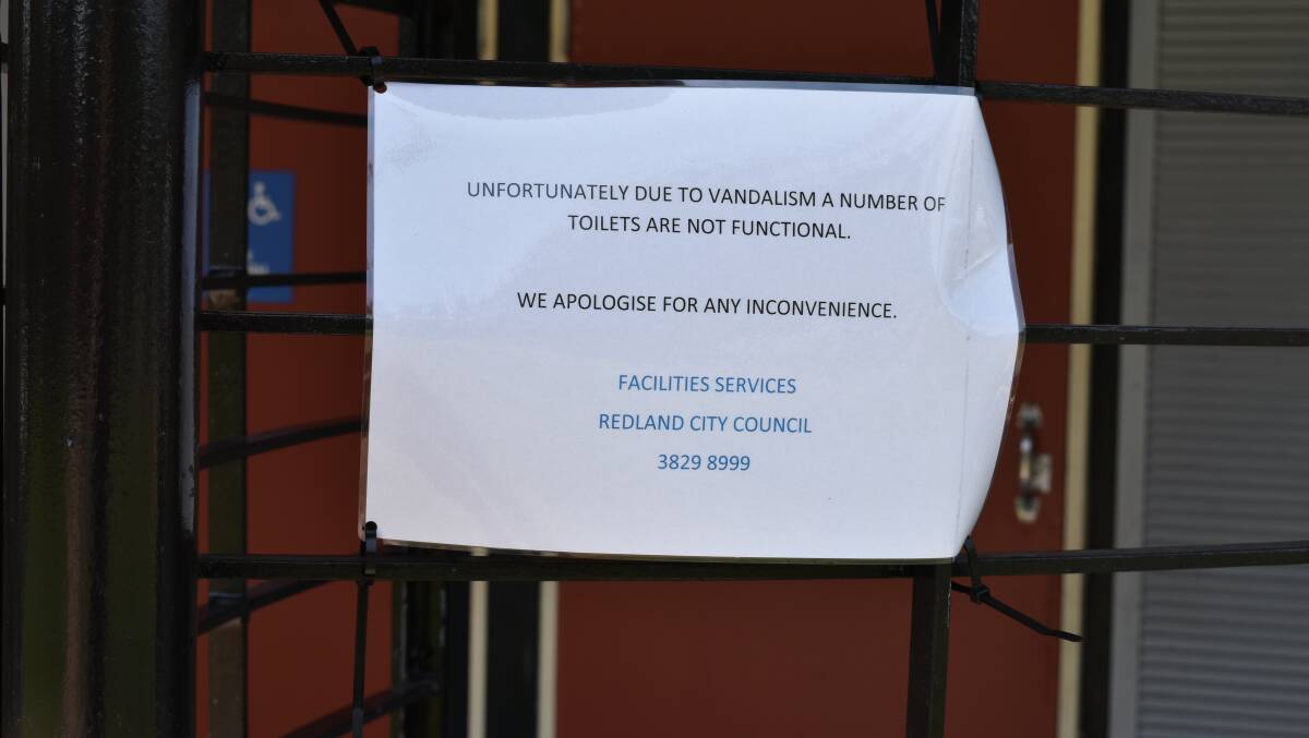 Signage put up by council after doors were torn off on November 1. Photo: Hannah Baker