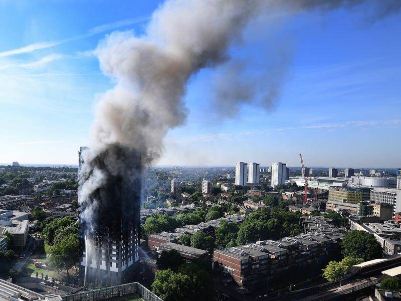 COMBUSTIBLE: Cladding on London's Grenfell Tower is under scrutiny at an inquiry into the deadly fire there.