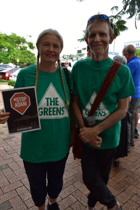 Green supporters Louise Pearson-Bernoth and Laurie Morris, of Victoria Point.