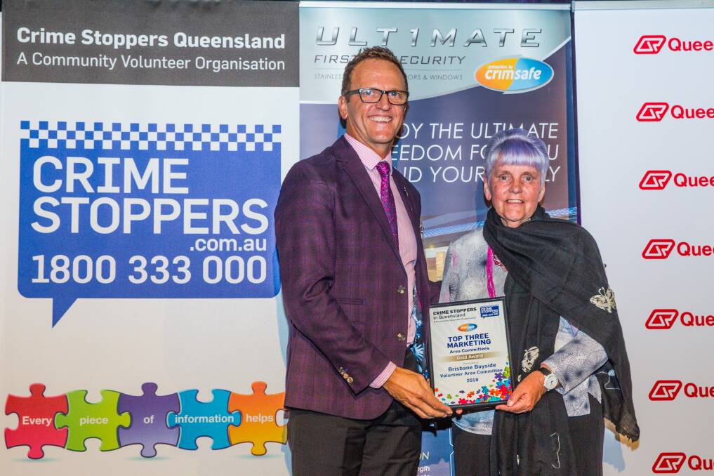 GREAT WORK: Kathy Huf accepting the award on behalf of the Brisbane Bayside area committee. Photo: Supplied