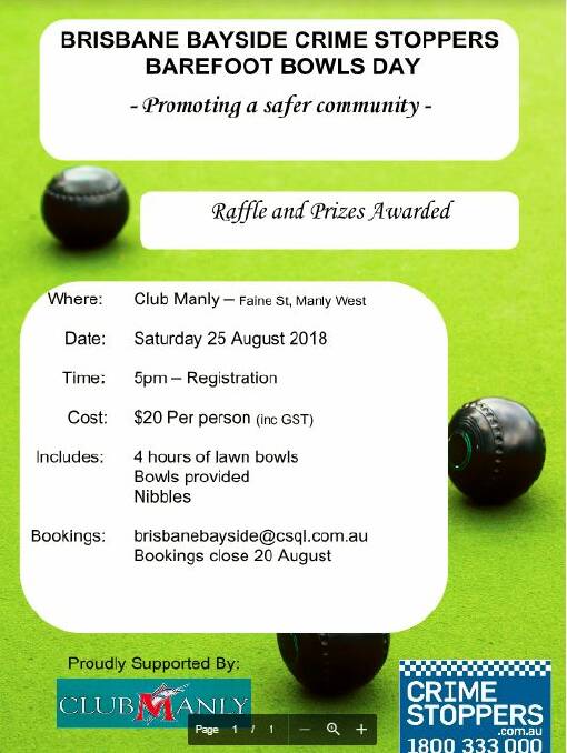 Barefoot bowls to help Crime Stoppers help police