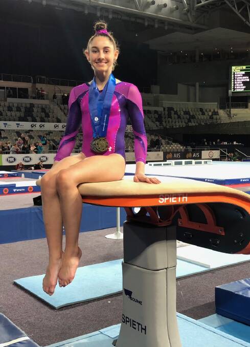 ATHLETIC PROWESS: Jayde Beutel was awarded gold and three silvers for her performance at the Australian Gymnastics Championships in Melbourne lat month. Photo: Supplied