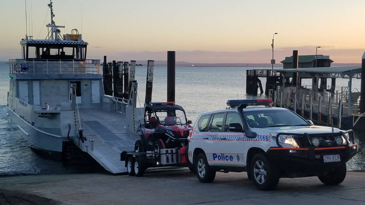 SPECIAL DELIVERY: The utility task vehicle was delivered via police barge for school holiday patrols at the island. Photo: Queensland Police Service