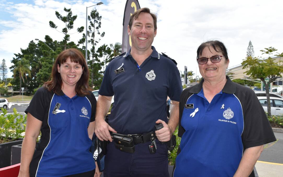 HELP NEEDED: Bayside Patrol Crime Prevention coordinator Sergeant Chris Hebblethwaite with Volunteers in Policing Tina McCaul and Sue Robinson. Photo: Hannah Baker