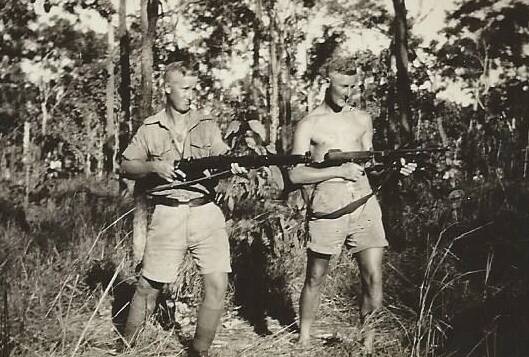 Clarrie and Lindsay Boyd in the Northern Territory during WWII. The soldiers were ready to defend Australia from a Japanese advance. Photo: Supplied