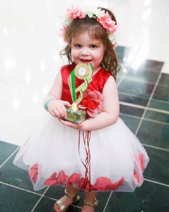 GREAT CAUSE: Danielle's daughter Asha, 3 in her beauty pageant gear. The Bayside Baby Pageant fundraiser will be at Redlands Multi-Sports Club at Birkdale on Saturday, July 6 from 9.30am to 3pm.