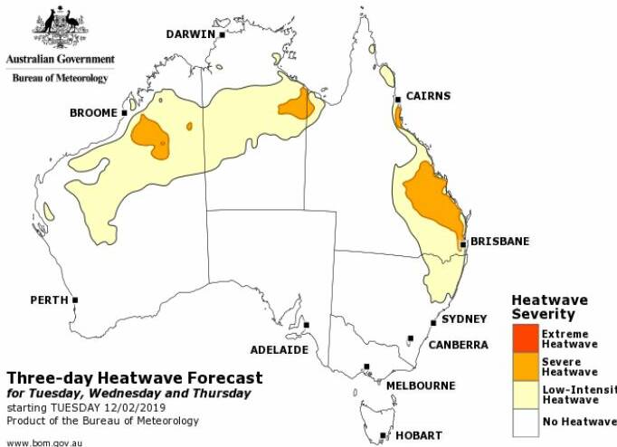 HOT: A severe heatwave is tipped to bring scorching daytime highs across south-east Queensland. Photo: Bureau of Meteorology