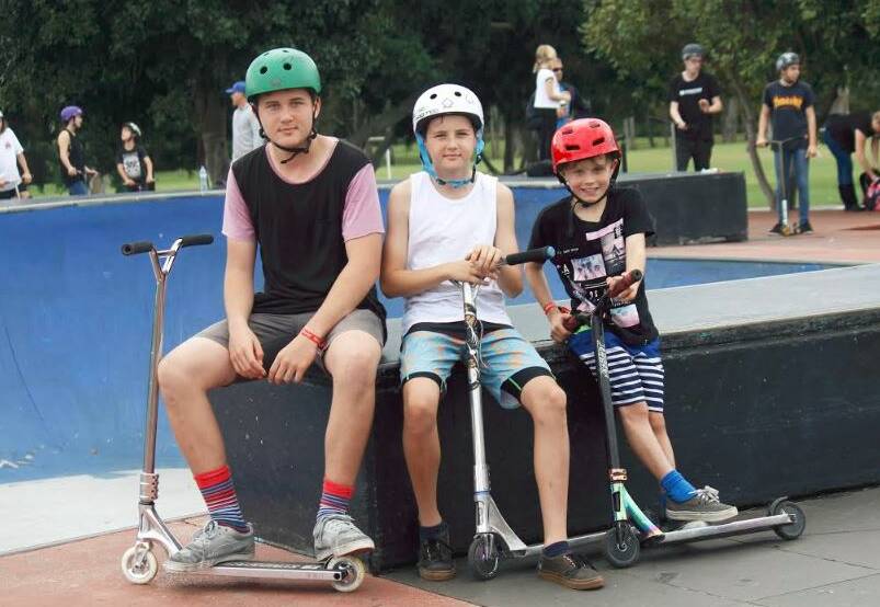 CHILL OUT: A Youth Anti-Violence Day was held on Saturday, July 7 at Capalaba Skate Park. Pictured are Alexandra Hills boys Alex and Liam Deavin and Noah Green. Photo: Supplied
