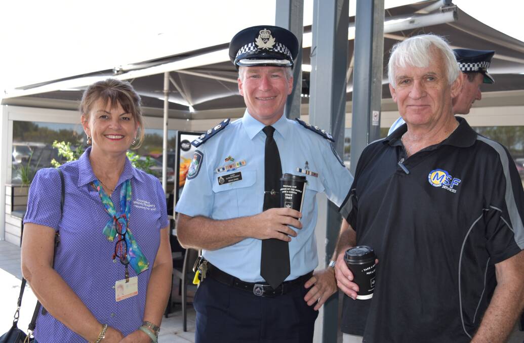 FREE CUPPA: Councillor Wendy Boglary and Chief Superintendent Brian Swann were at a Coffee with a Cop event at Capalaba in January.