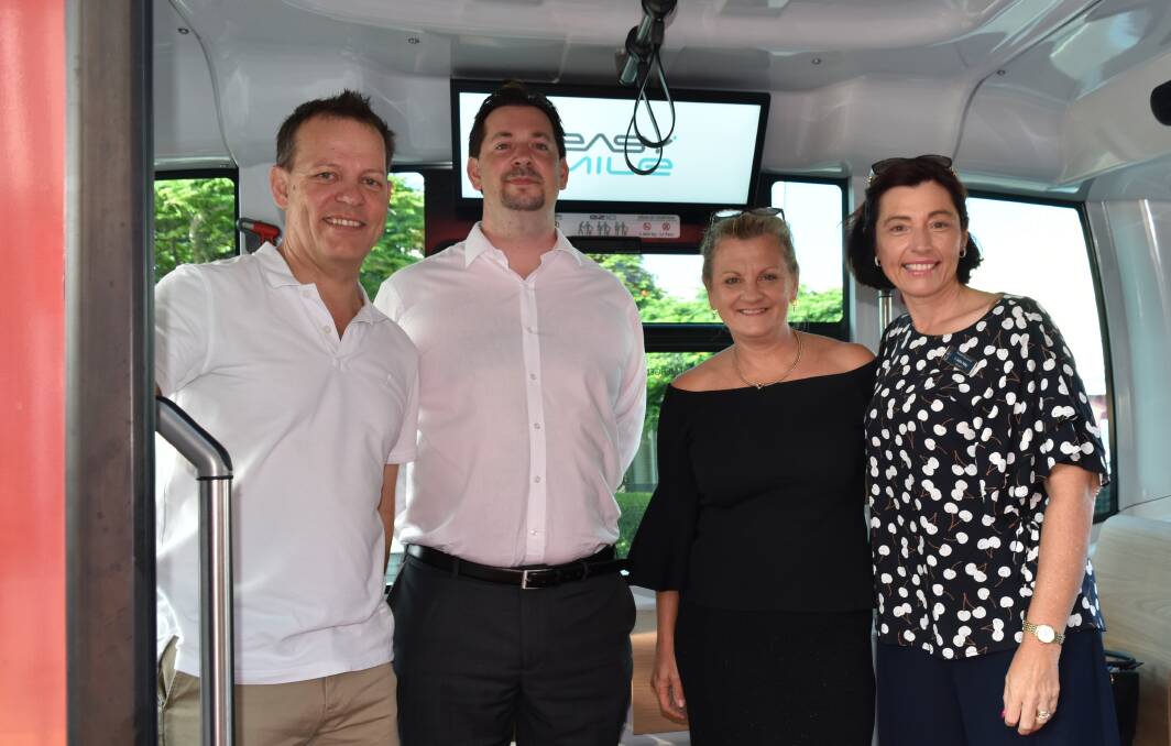 South-east Queensland Council of Mayors' Scott Smith with EasyMile's Simon Pearce, mayor Karen Williams and division six councillor Julie Talty.
