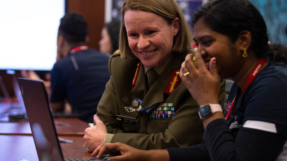 Major General Susan Coyle (left) says the ADF Cyber Gap Program will help steer recruits with needed skills towards careers in Defence. Picture: Department of Defence