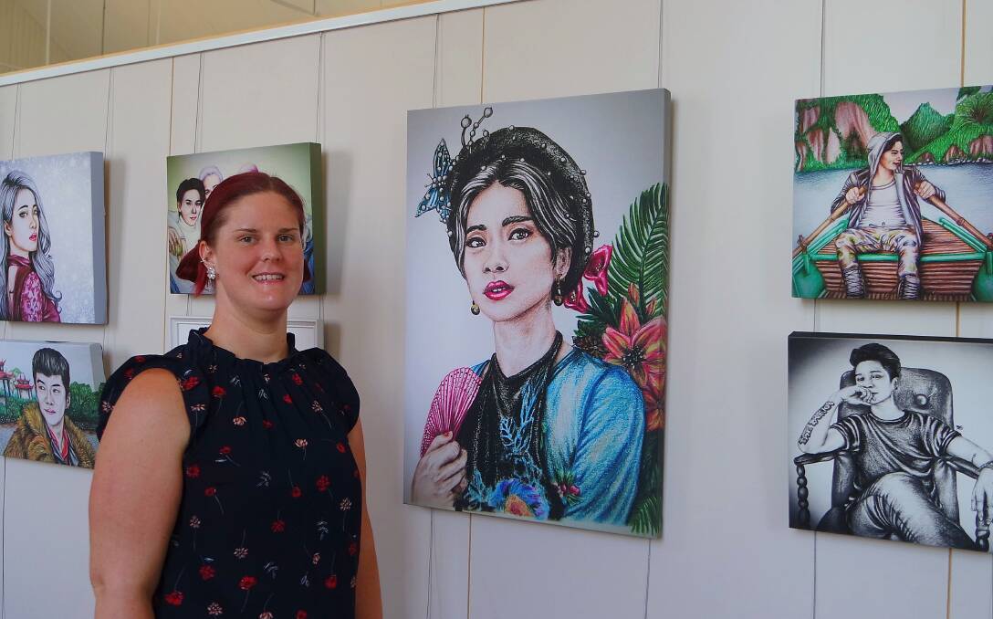 EXHIBITION: Artist Rebekah McKaskill, known as Beki Tara, with some of her portrait works currently on show in the AFTM gallery until February 24.