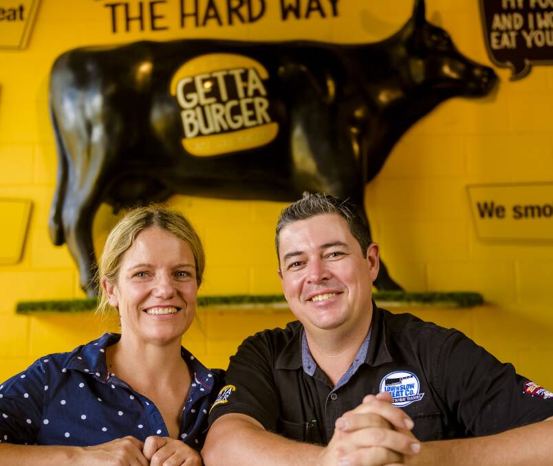 SING: Getta Burger founders Amy and Brent Poulter are asking people to sing their orders for a free cheeseburger until April 22 at their Capalaba store.