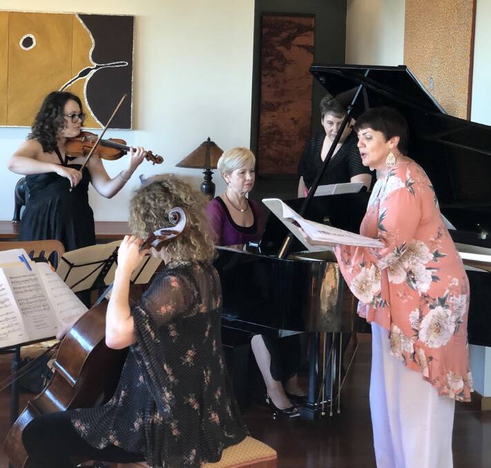 CONCERT: Preparing for a house concert at Wellington Point are musicians Camille Barry, Danielle Bentley, Leanne Swanson, Helen Lowe and Rosemarie Arthars. The concert will be staged on International Women's Day on March 8.