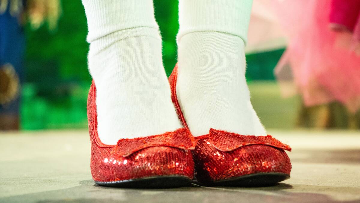 TAP TAP: Dorothy makes her wishes with her red slippers in the forthcoming production of The Wizard of Oz - Arena Spectacular. Photo: Cody Wood.