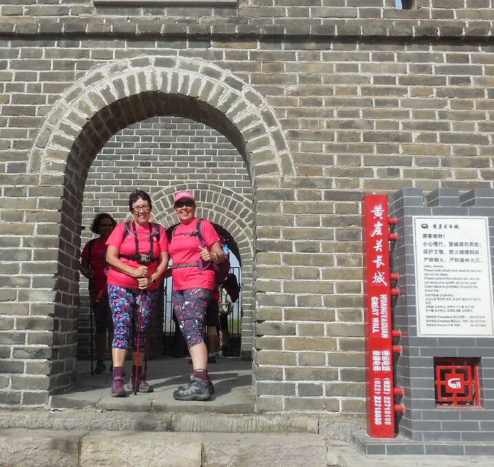 SISTERS: Sisters Kim Miles and Julie Tagg at the Great Wall of China.