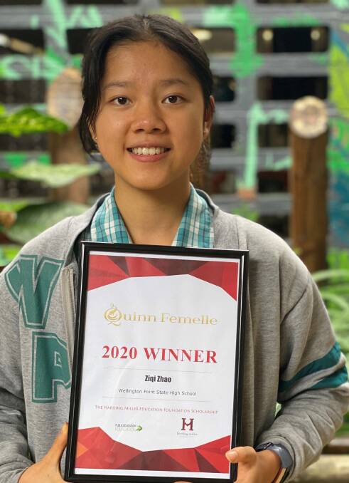 SCHOLARSHIP: Ziqi Zhao of Wellington Poitn State High School is a 2020 winner of the Harding Miller education foundation academic scholarship.