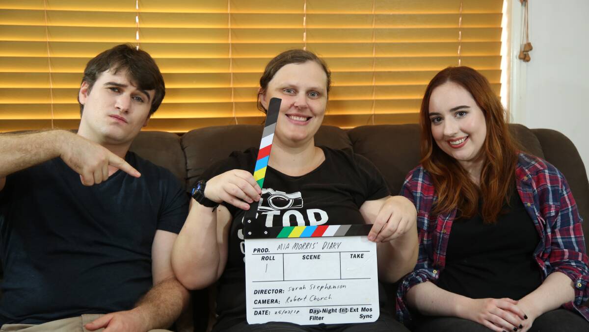 ACTION: Thomas Bishop, Sarah Stephenson and Skye Fitapatrick prepare for web series action.