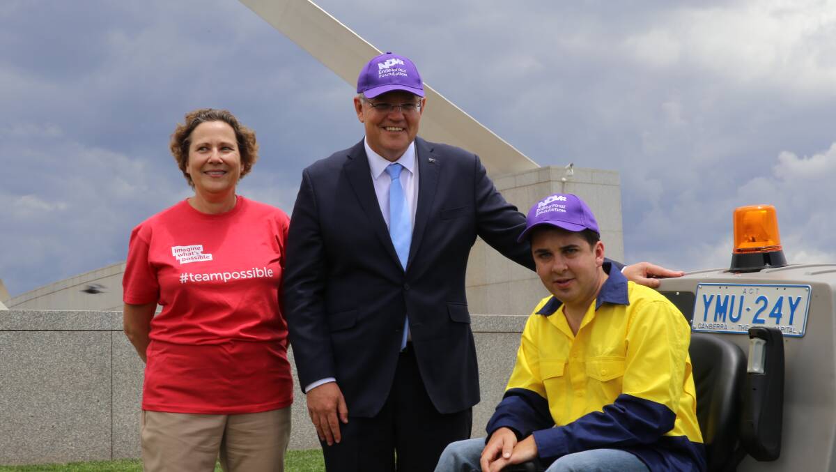 PRAISE: Receiving thanks for a job well done was part of the package for Josh Ball of Capalaba who mowed the lawn at the top of Parliament House and was thanked by Prime Minister Scott Morrison and his mother Linda Ball.