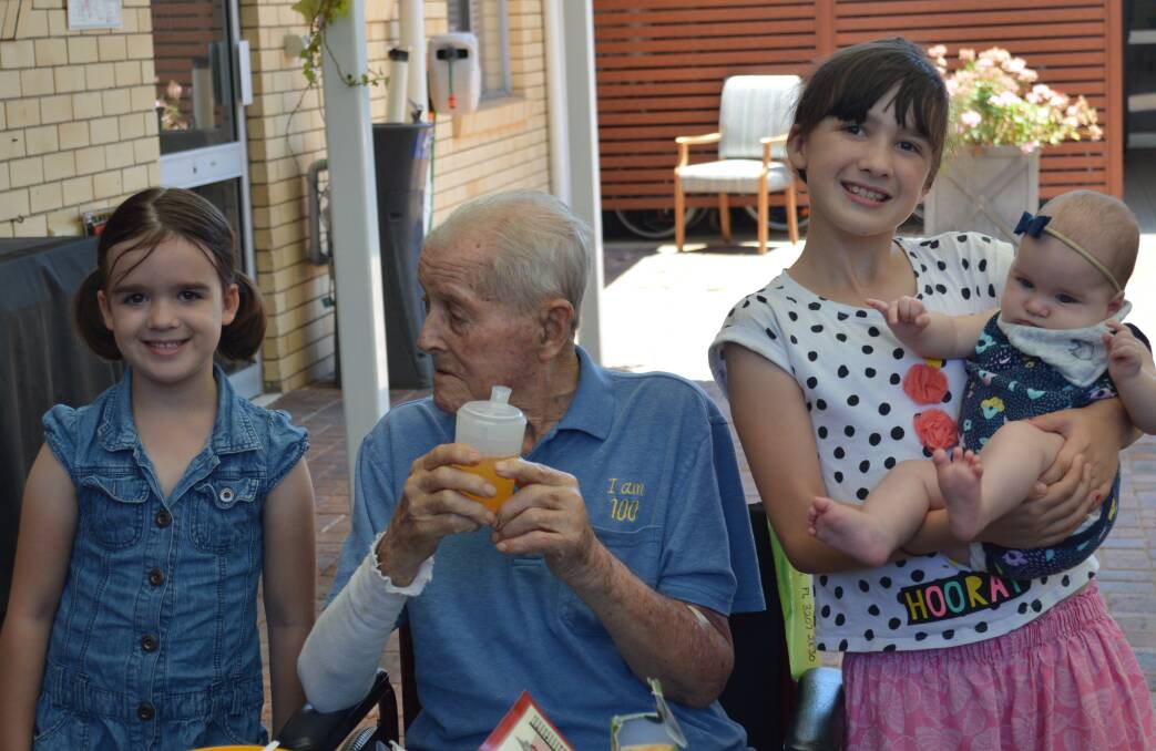 103: Age is no barrier for Bill Cann and grand daughters  Neva, Amaris and Elara McNally.