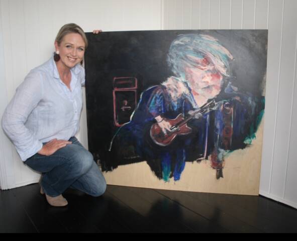 PORTRAIT: Janine Healy a finalist in the Brisbane Portrait competition with this painting of Powderfinger bass player John Collins.