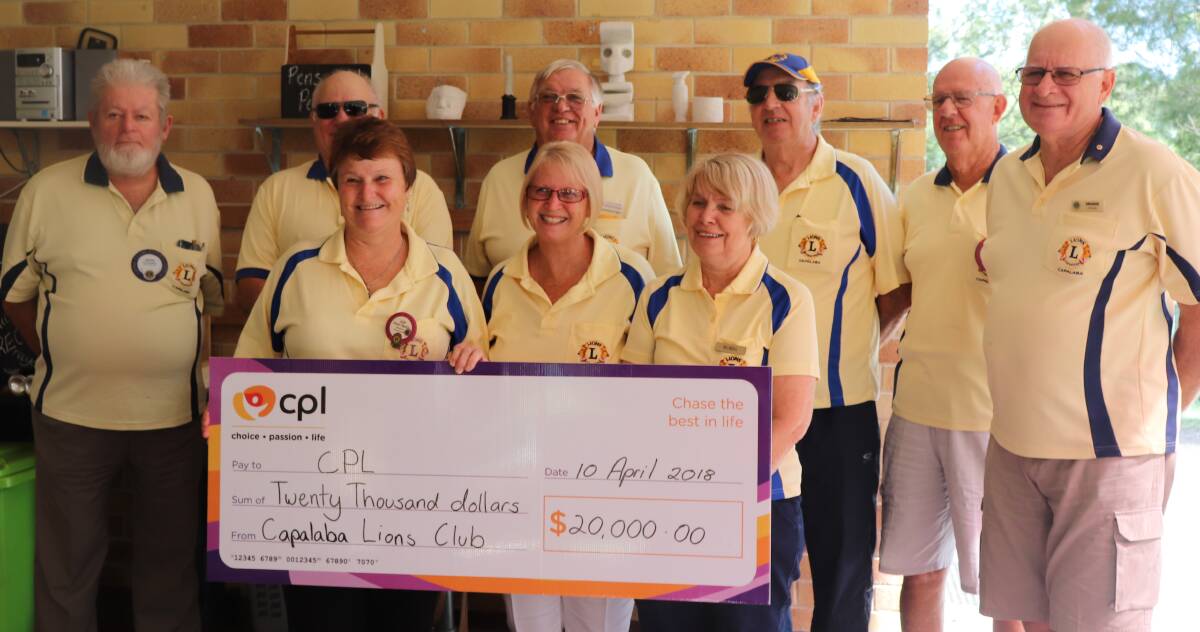 CHEQUE: Lions Capalaba members donate $20,000 to CPL Capalaba.