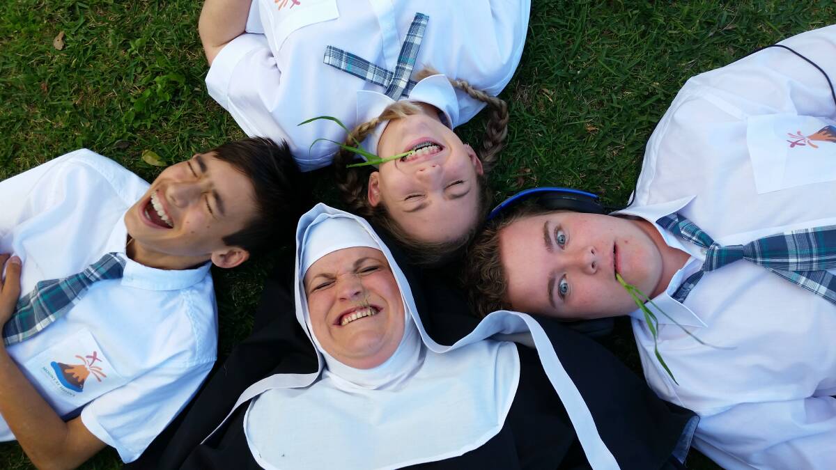 NO NUNSENSE: Samuel Manion, Ellen Craig, Samuel Craig and Zoe Costello are among the cast of Nunsense, being staged by Macs Musicals.