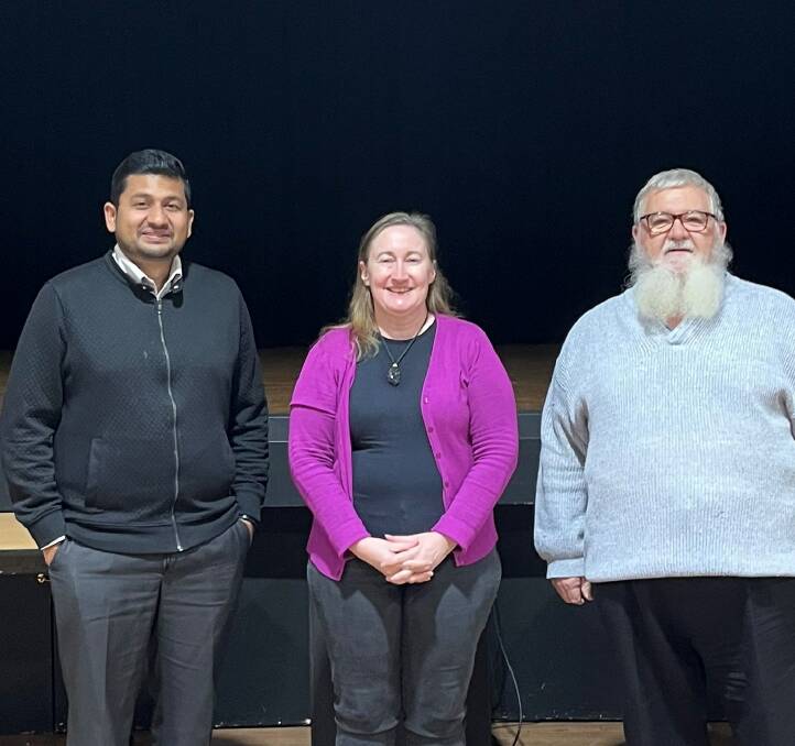 RADIO: Mates secretary Paul Barnes, president Kath Kundeand CEO Donald Simpson Centre Thomas Jithin have joined forces to present a radio show.