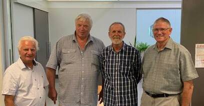 50 YEARS: Larry Cooper (third left) is farewelled after 50 years service, most at the Redland Research station. Saying farewell are flower farmer John Saranah and Gary Nahrung and Graham Murray.