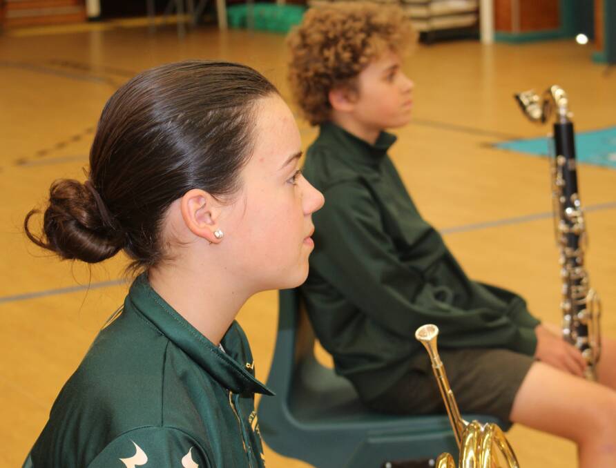 STUDENTS: French horn player Annabelle Rose with bass clarinetist Lincoln Tait.