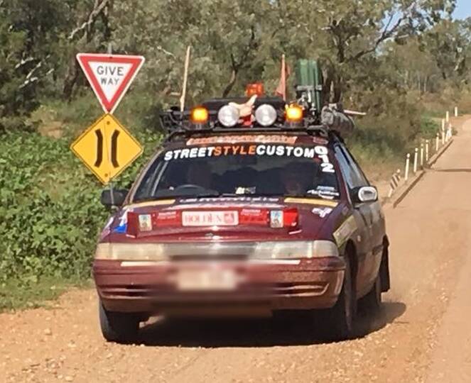 RALLY CAR: The girls' rally car is Ilene's 1992 VP Commodore, used in 2016.