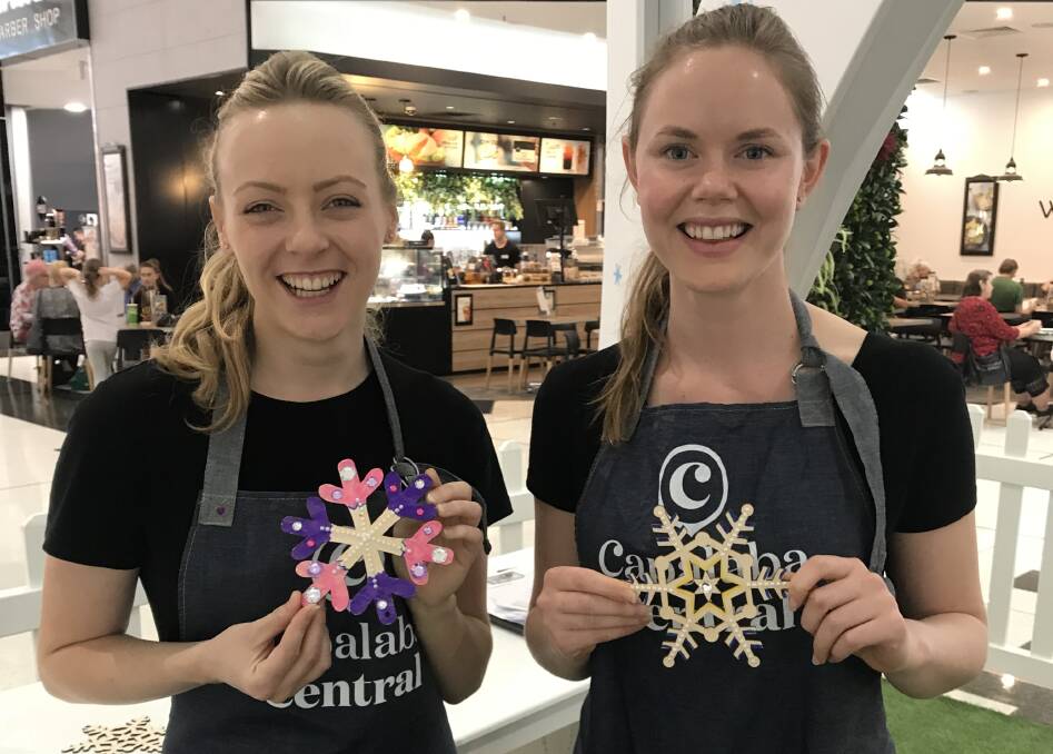SNOW: A free snowflake workshop and toy donation drive is being conducted at Capalaba Central until October 24, as illustrated by Emily Gruhl and Stephanie Dwyer.

 
