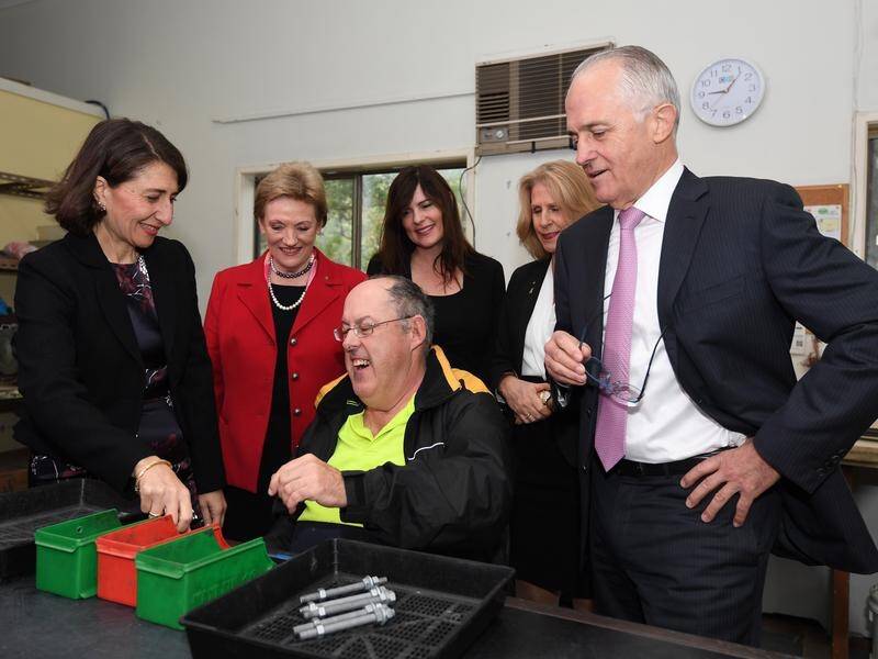 Malcolm Turnbull and Gladys Berejiklian have met workers with disabilities on the NSW Central Coast.