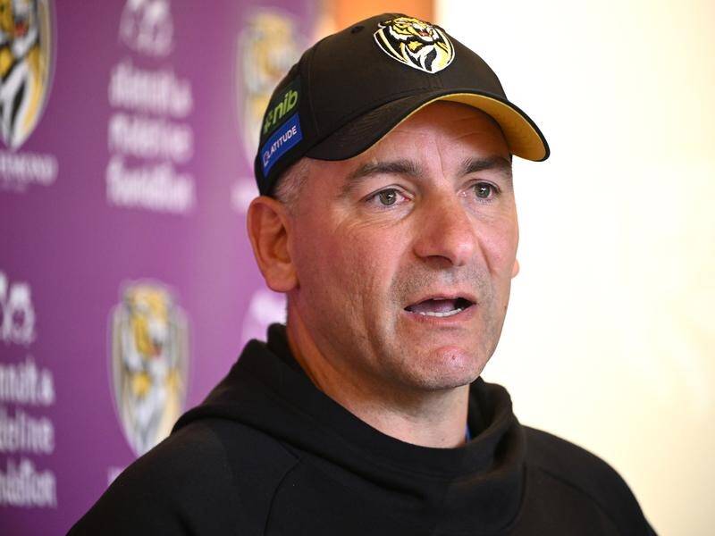 Coach Adem Yze will instruct his Tigers to play an exciting brand in his first AFL season in charge. (Joel Carrett/AAP PHOTOS)