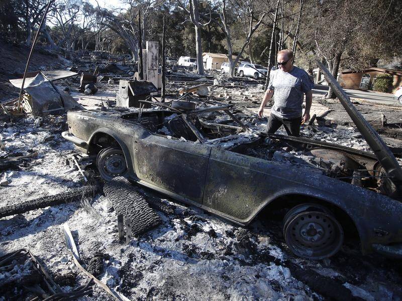 Flames from the California wildfires have reduced most buildings to ash and charred rubble.