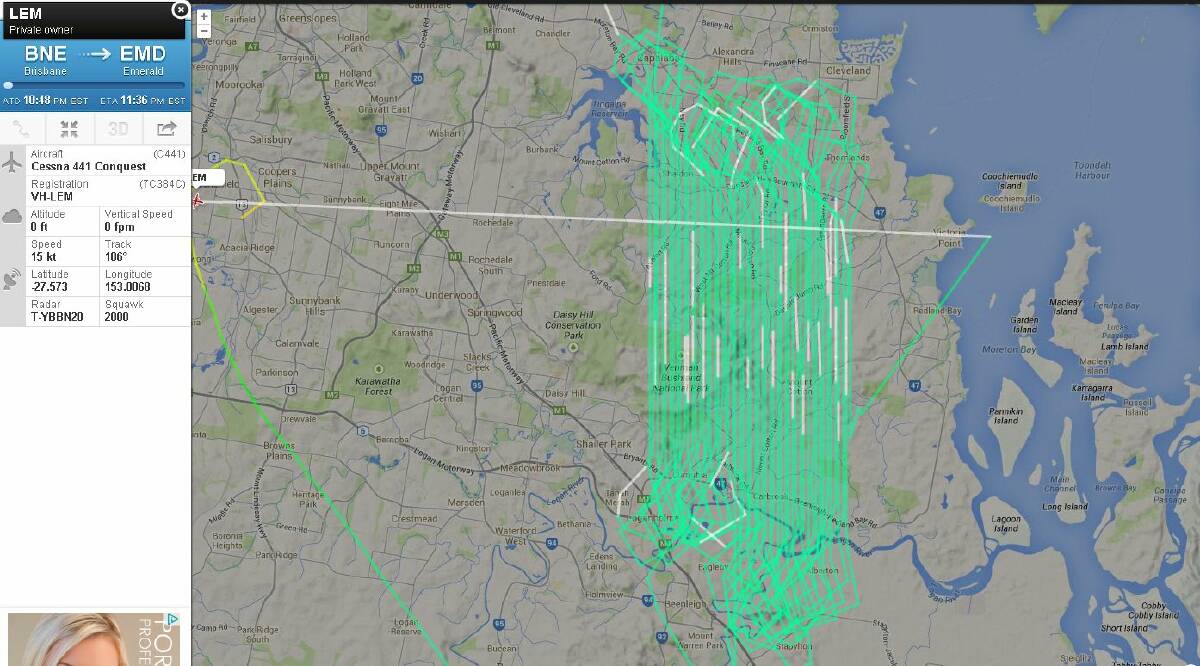 The flight path of the twin-engine Cessna which flew over Redlands in the early hours of September 2. Graphic from FlightRadar24.