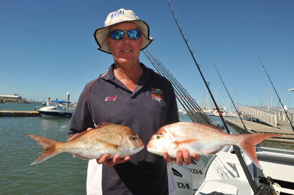 Kris Wright with a few pan size snapper from the shallow grounds offshore.