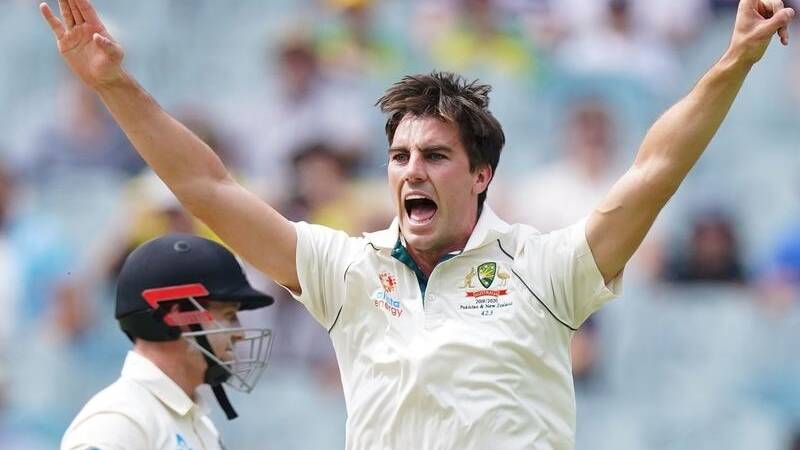 WINNER: New Australian Test captain Pat Cummins celebrates another Test wicket.