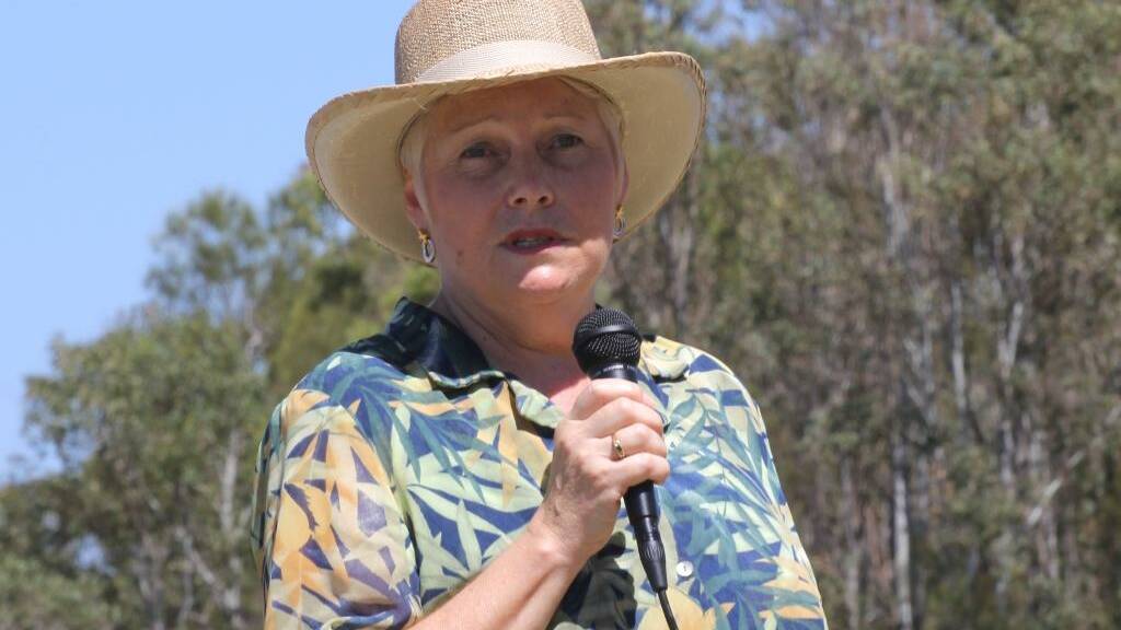 More than 200 people met at GJ Walter Park on Sunday, to mark the park's 125th anniversary and protest a state scheme for the park. Great granddaughter of GJ Walter, Annette Marsson addresses the crowd.