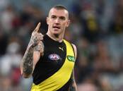 Richmond legend Dustin Martin is on track to hit 300 games in 2024 but his club future is uncertain. (Joel Carrett/AAP PHOTOS)