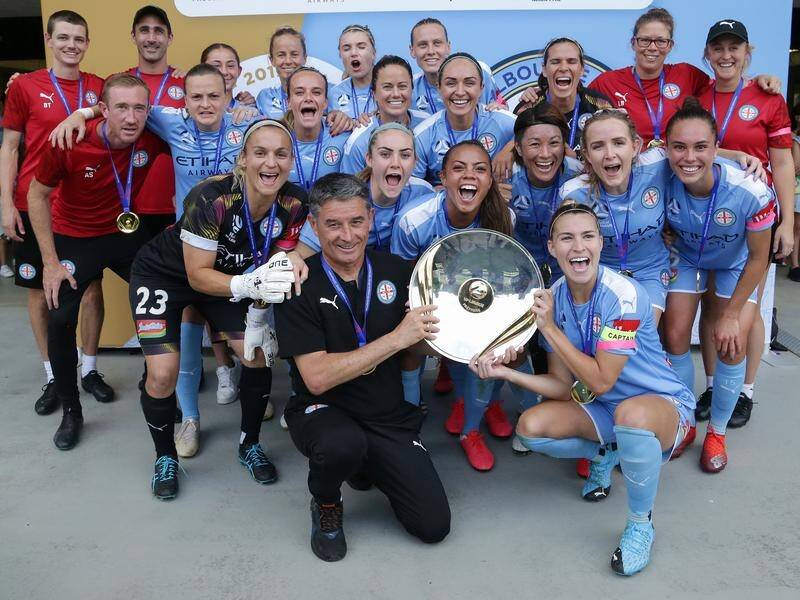 Melbourne City were presented the premiers plate after their round 14 win over Brisbane Roar.