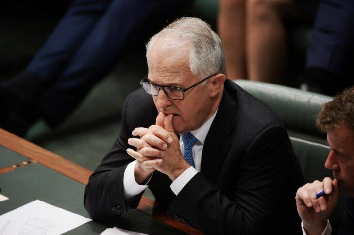 Malcolm Turnbull PM during division where his side was well outnumbered.
Photo: Nick Moir 